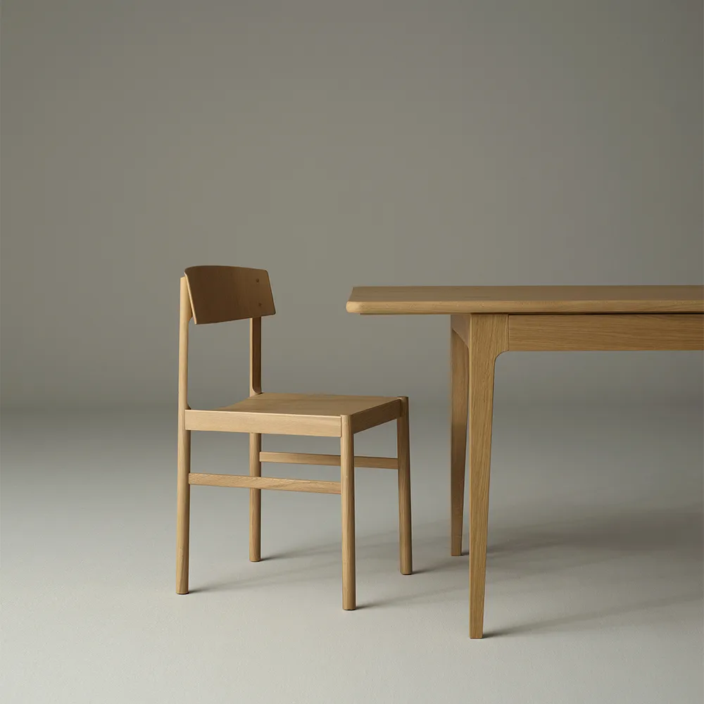 Höllviken eettafel, Eik witgepigmenteerde matte lak-1 inzet-beige mdf á 50 cm Mavis