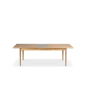 Höllviken eettafel - Eik witgepigmenteerde matte lak-1 inzet-kalksteen à 50 cm - Mavis