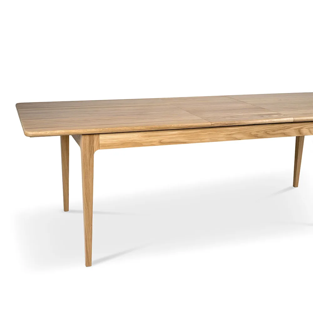 Höllviken eettafel, eiken witgepigmenteerd matte lak, 2 bladen, kalksteen á 50 cm Mavis