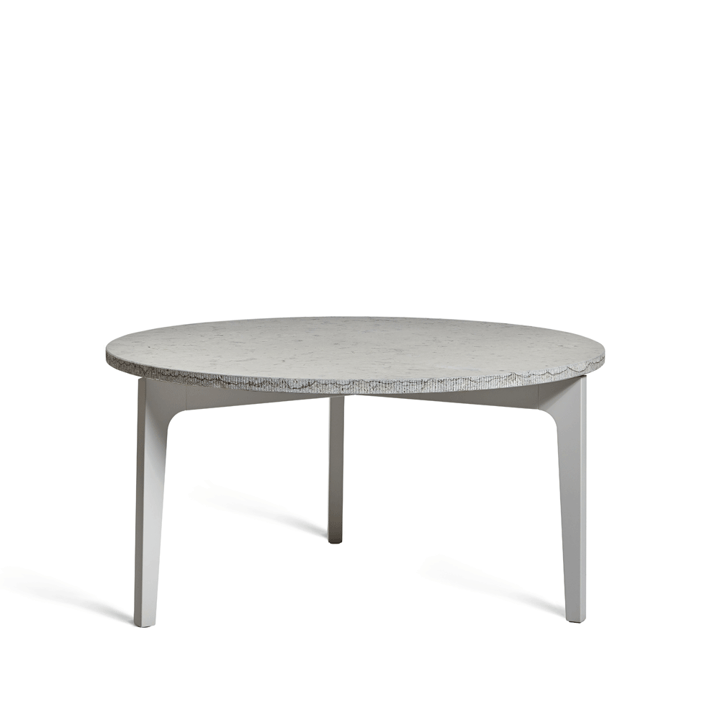 Höllviken salontafel Ø80 cm - kalksteen, lichtgrijs onderstel - Mavis