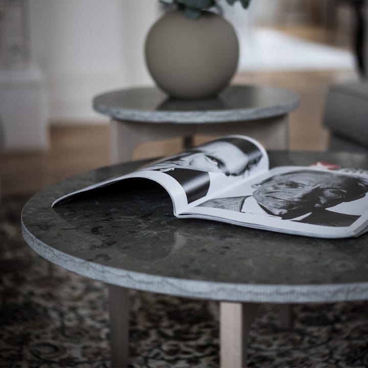 Höllviken salontafel Ø80 cm, Kalksteen-witgepigmenteerde eikenpoot Mavis