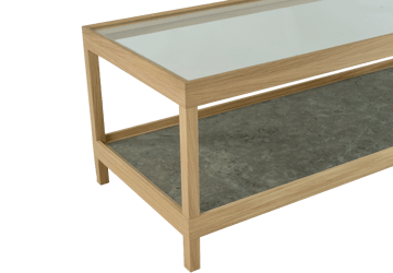 Ima salontafel 125x50 cm - Witpig. matgelakte eik, kalksteen - Mavis