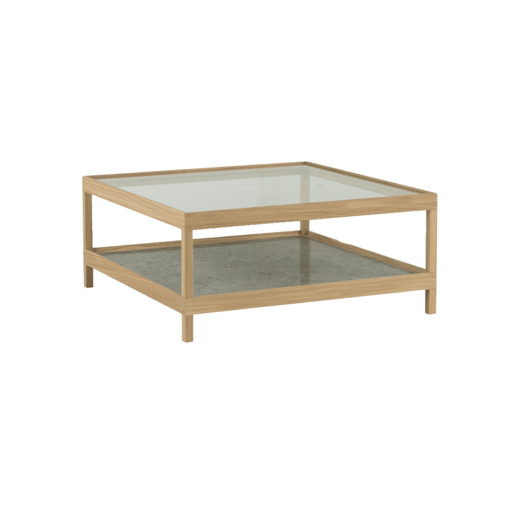 Ima salontafel 90x90 cm, Witpig. matgelakte eik, kalksteen Mavis