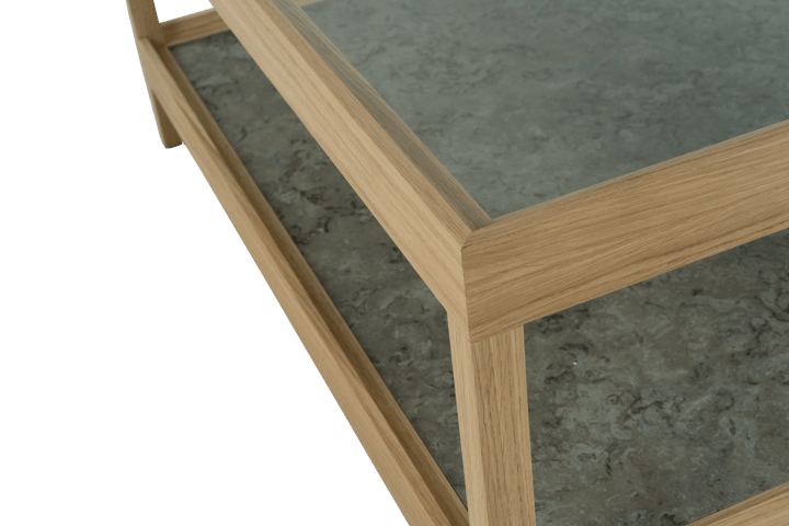 Ima salontafel 90x90 cm, Witpig. matgelakte eik, kalksteen Mavis