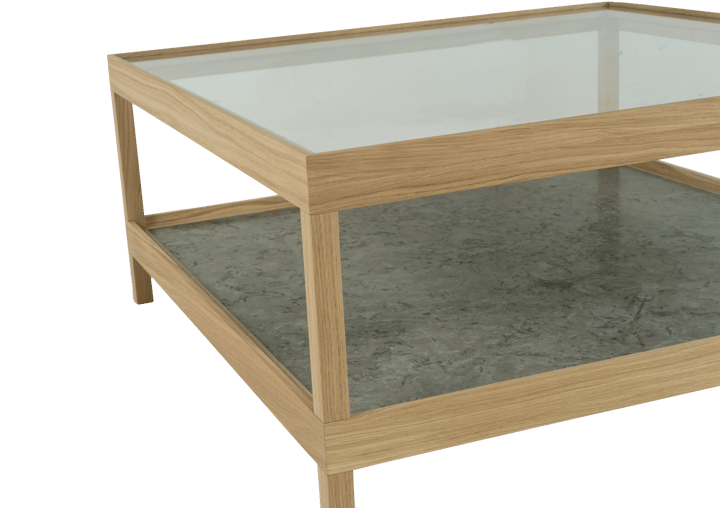 Ima salontafel 90x90 cm, Witpig. matgelakte eik, kalksteen Mavis