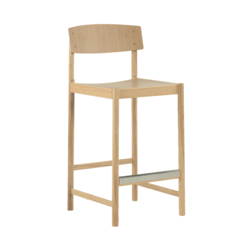 Rod barkruk 65 cm - Witgepigmenteerde matte gelakte eik - Mavis