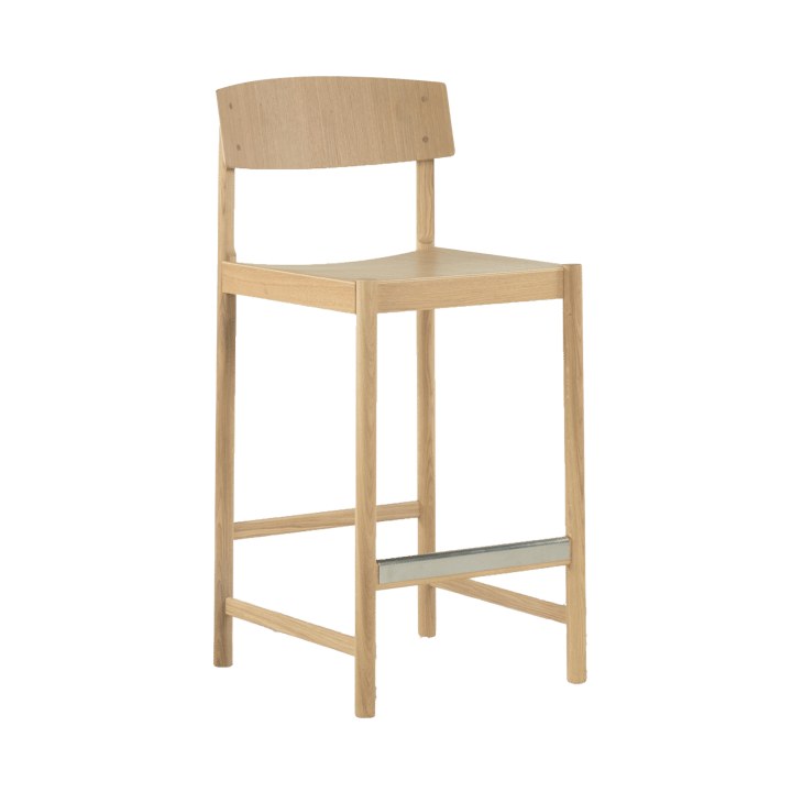 Rod barkruk 65 cm, Witgepigmenteerde matte gelakte eik Mavis