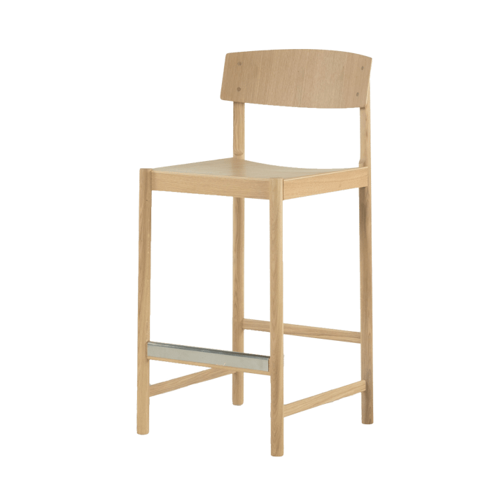 Rod barkruk 65 cm - Witgepigmenteerde matte gelakte eik - Mavis