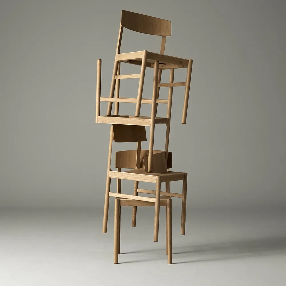 Rod stoel, Witgepigmenteerde matte gelakte eik Mavis