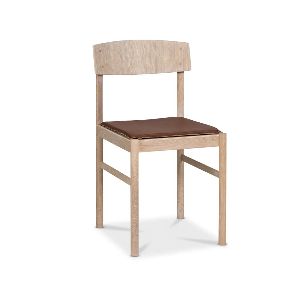 Rode stoelkussen, leer cognac Mavis