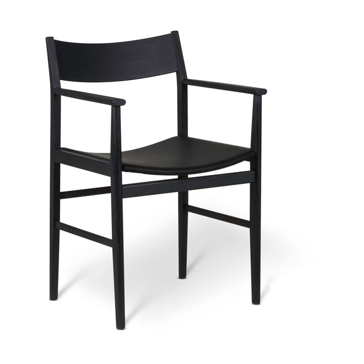 Siza armstoel - Zwart gelaagd essen-leer zitting - Mavis