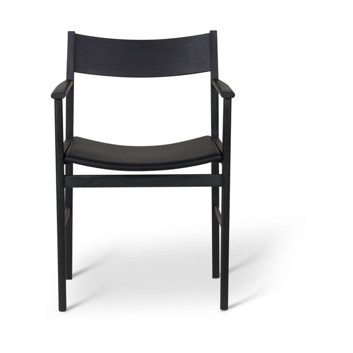 Siza armstoel, Zwart gelaagd essen-leer zitting Mavis
