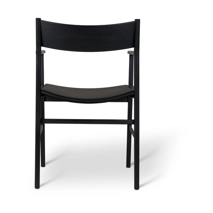 Siza armstoel, Zwart gelaagd essen-leer zitting Mavis