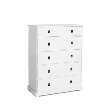 Smögen dressoir - wit, 6 lades breed, chroom - Mavis