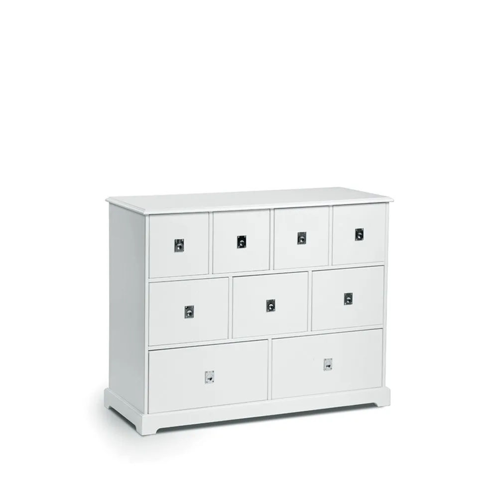 Smögen dressoir, wit, 9 laden, chroom Mavis