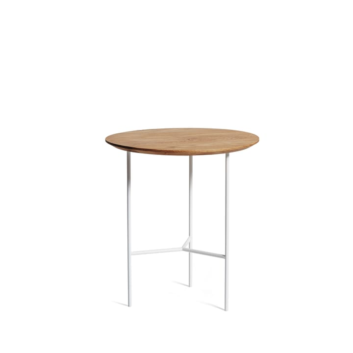Tribeca bijzettafel - eik olie rustiek, witte poten, ø47 cm - Mavis