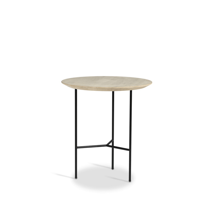 Tribeca bijzettafel - eiken gezeept rustiek, zwarte poten, ø47 cm - Mavis
