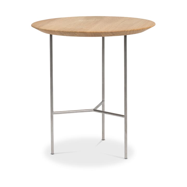 Tribeca bijzettafel - eiken olie rustiek, satijnverchroomde poten, ø47 cm - Mavis