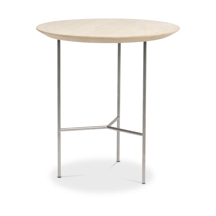 Tribeca bijzettafel - eiken schoongemaakt rustiek, satijnchroom poten, ø47 cm - Mavis