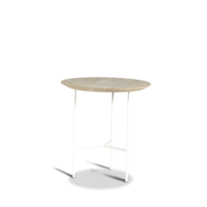 Tribeca bijzettafel - eiken zeep behandeld rustiek, witte poten, ø47 cm - Mavis