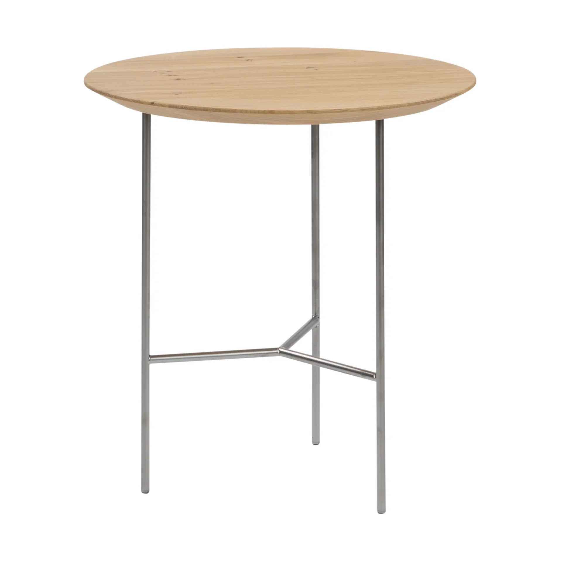 Tribeca bijzettafel, Gelakt eiken, satin-chromen poten, ø47 cm Mavis