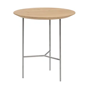Tribeca bijzettafel - Gelakt eiken, satin-chromen poten, ø47 cm - Mavis