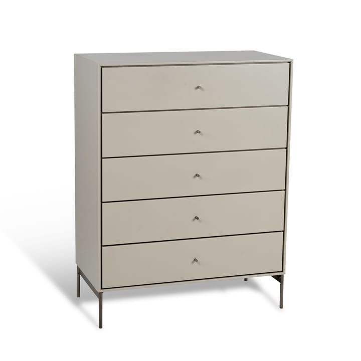 Volt kast 5 lades beige, Details in roestvrij staal Mavis