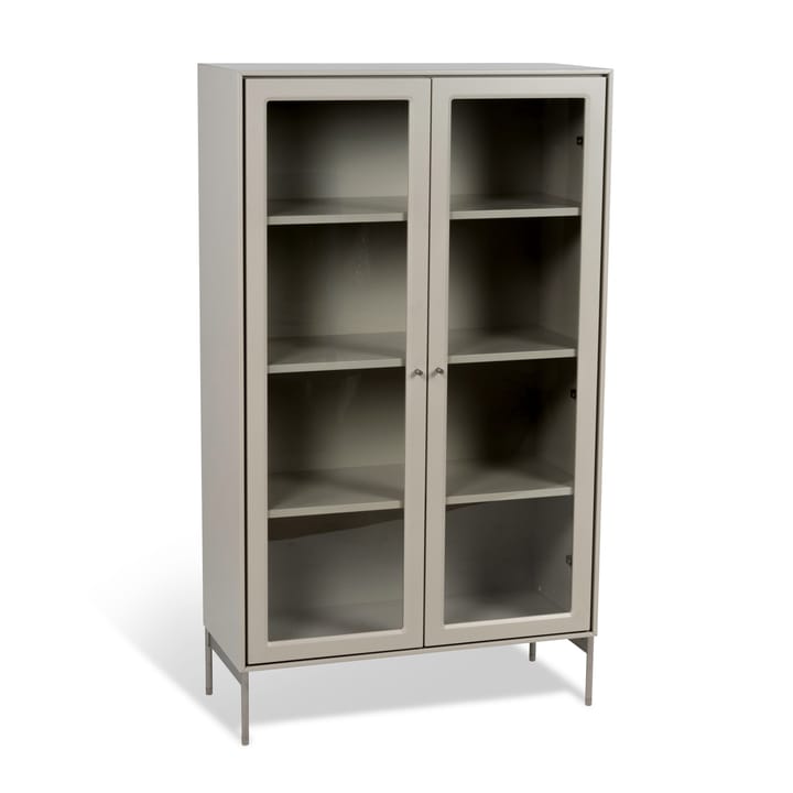 Volt vitrinekast 130 cm beige, Details in roestvrij staal Mavis