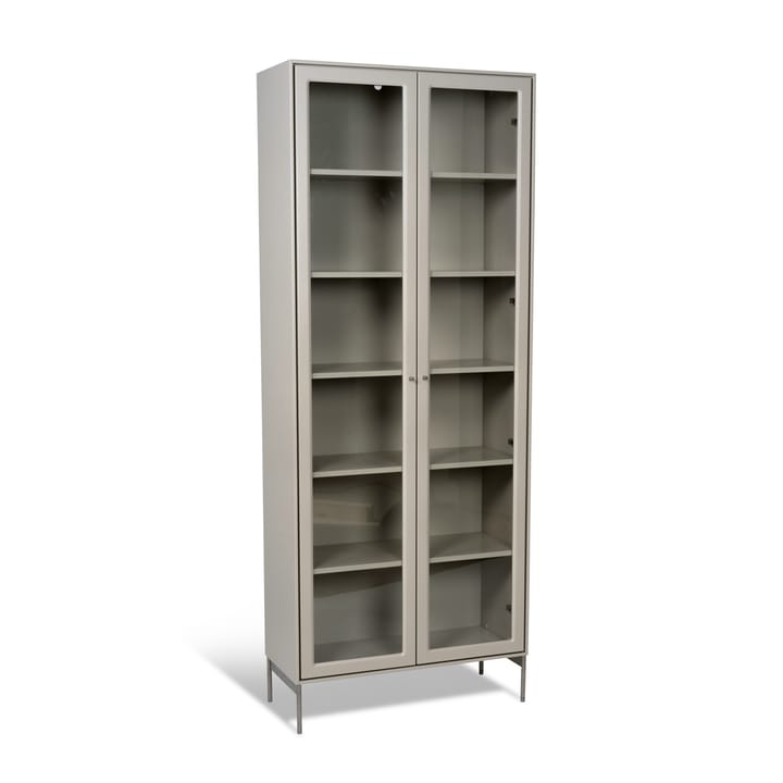 Volt vitrinekast 190 cm beige, Details in roestvrij staal Mavis