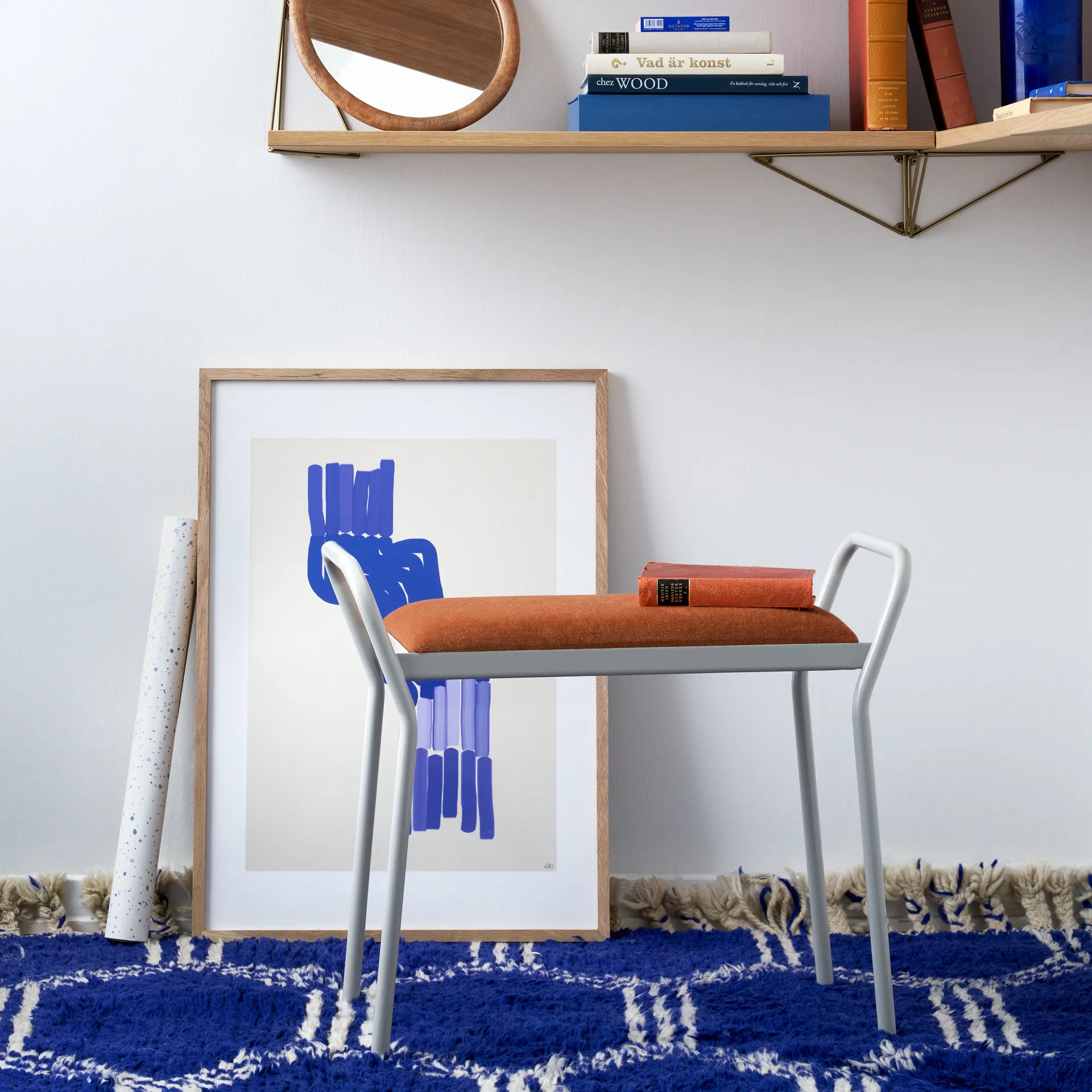 Anyone kruk, Wit met vintage cognacleer Maze