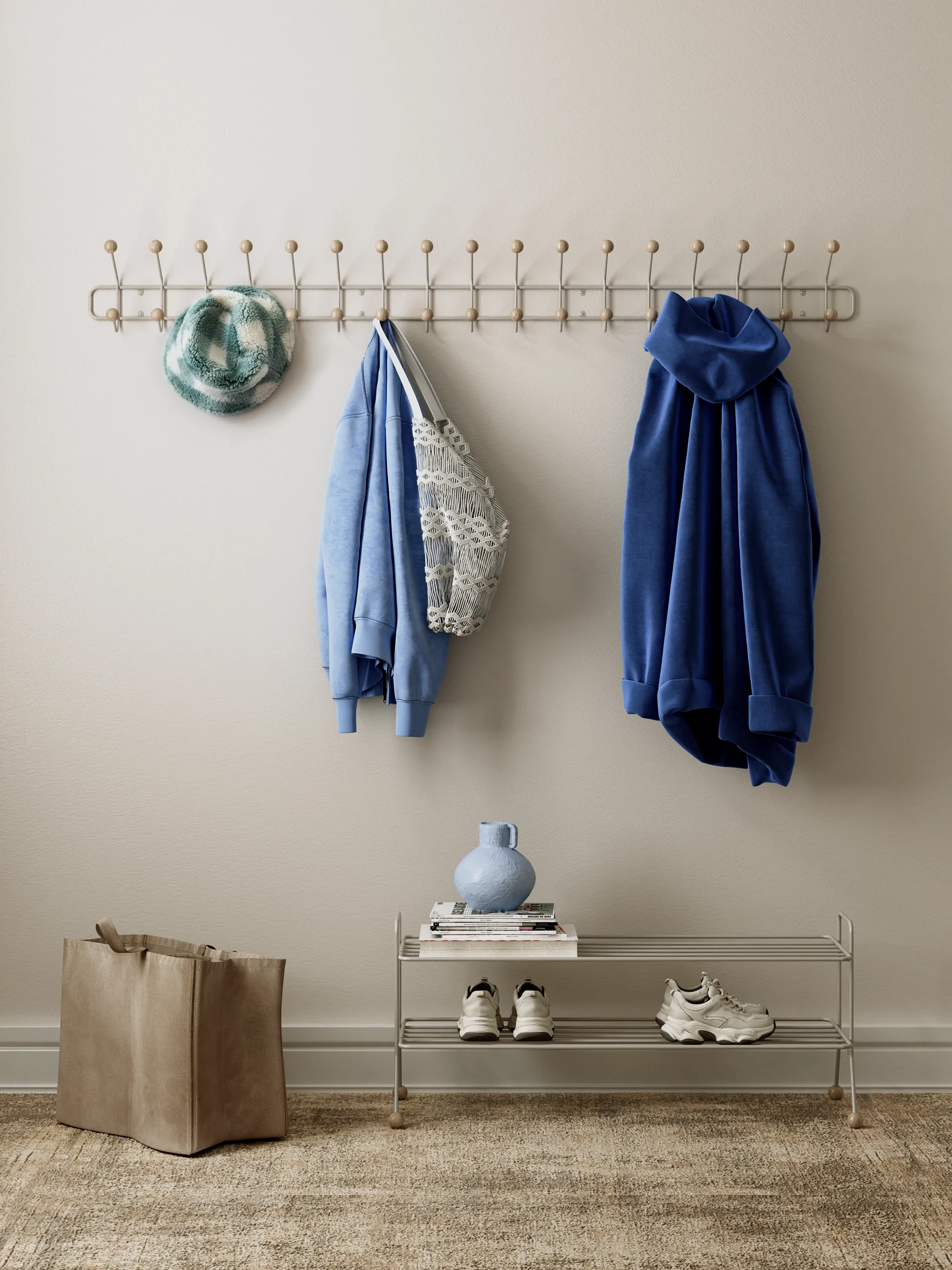 Bill Shoe Shelf L Schoenenrek, Greige Maze