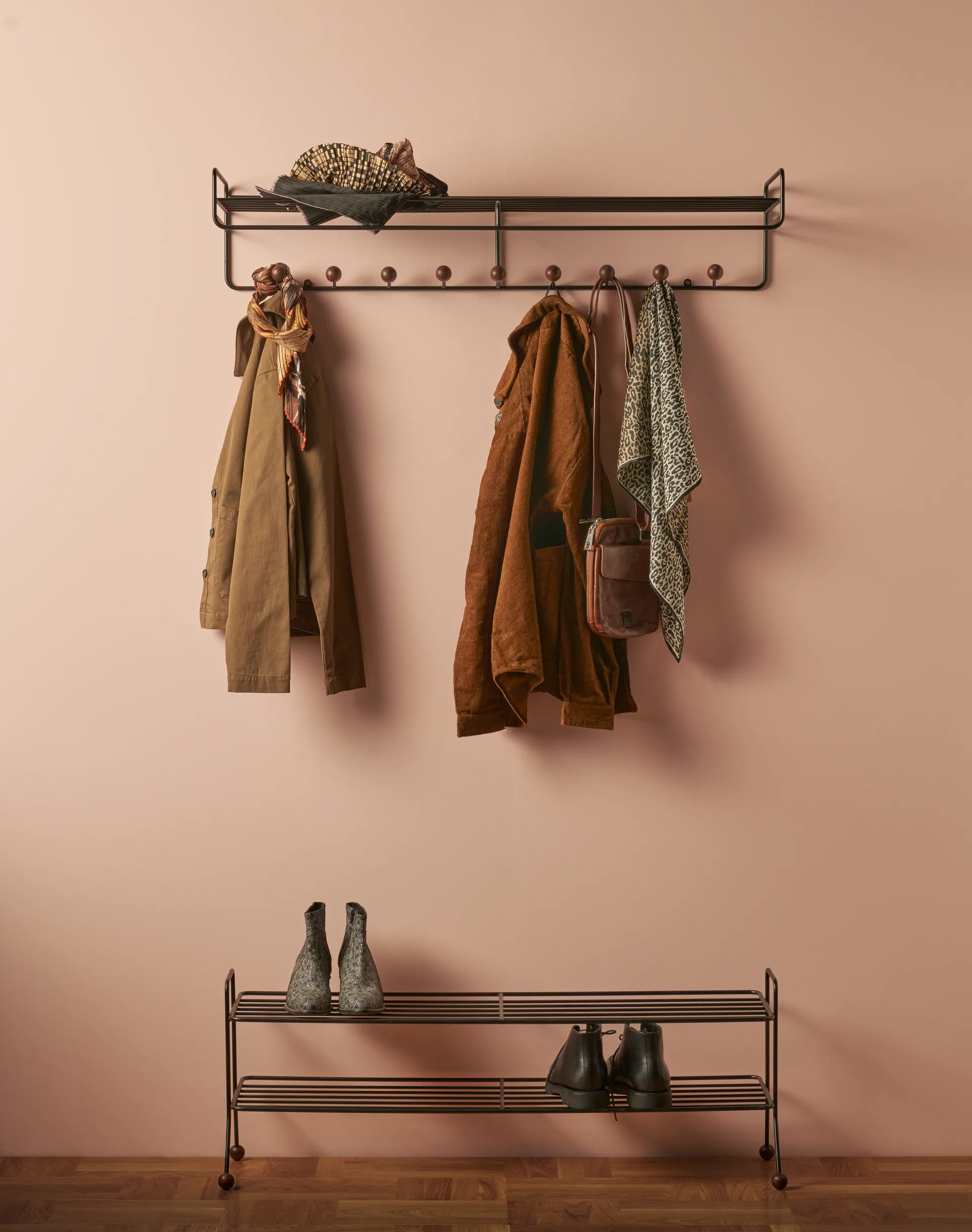 Bill Shoe Shelf L, Zwart-donkerbruin Maze