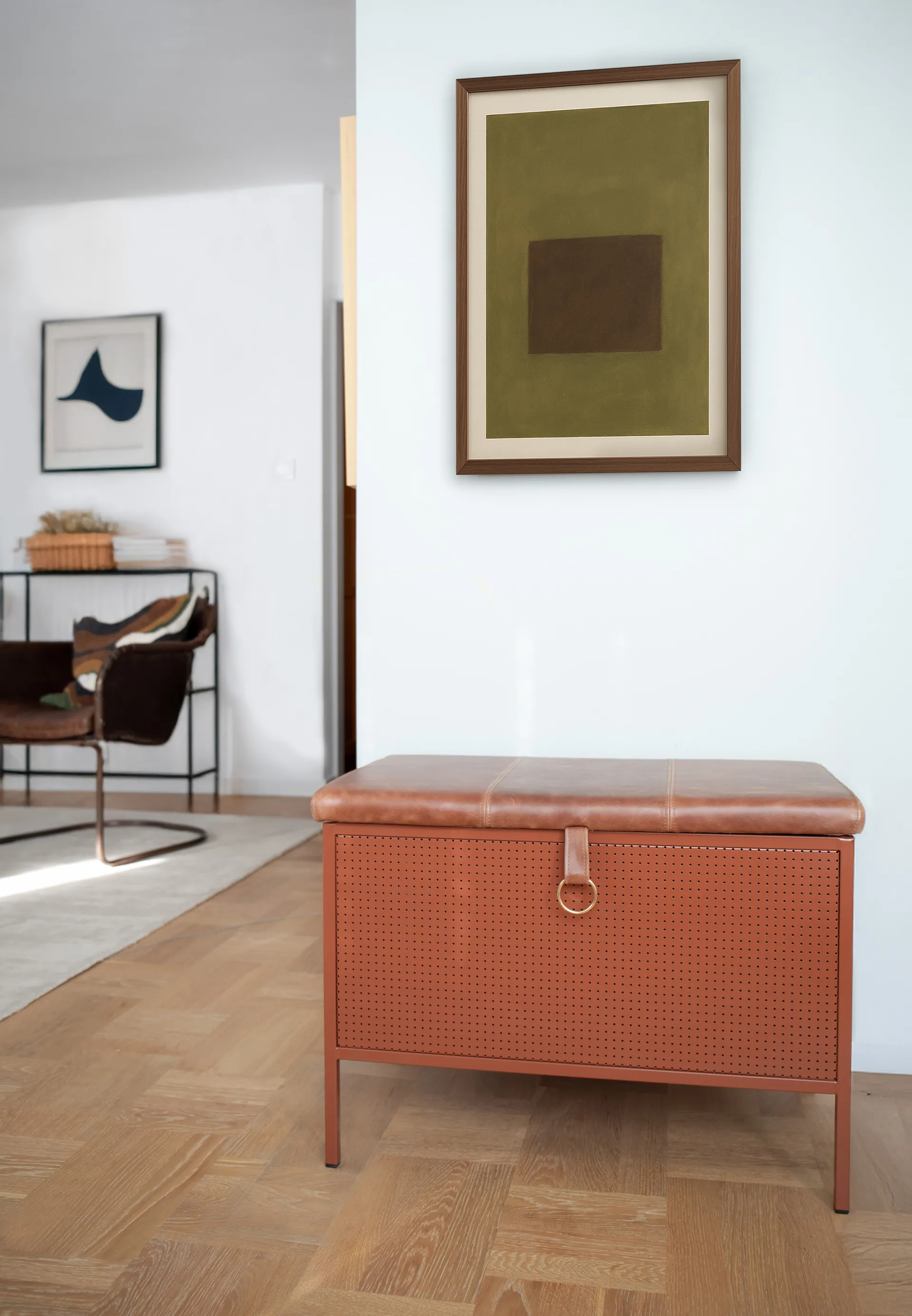 Frank opbergbankje, Cinnamon-vintage cognac Maze