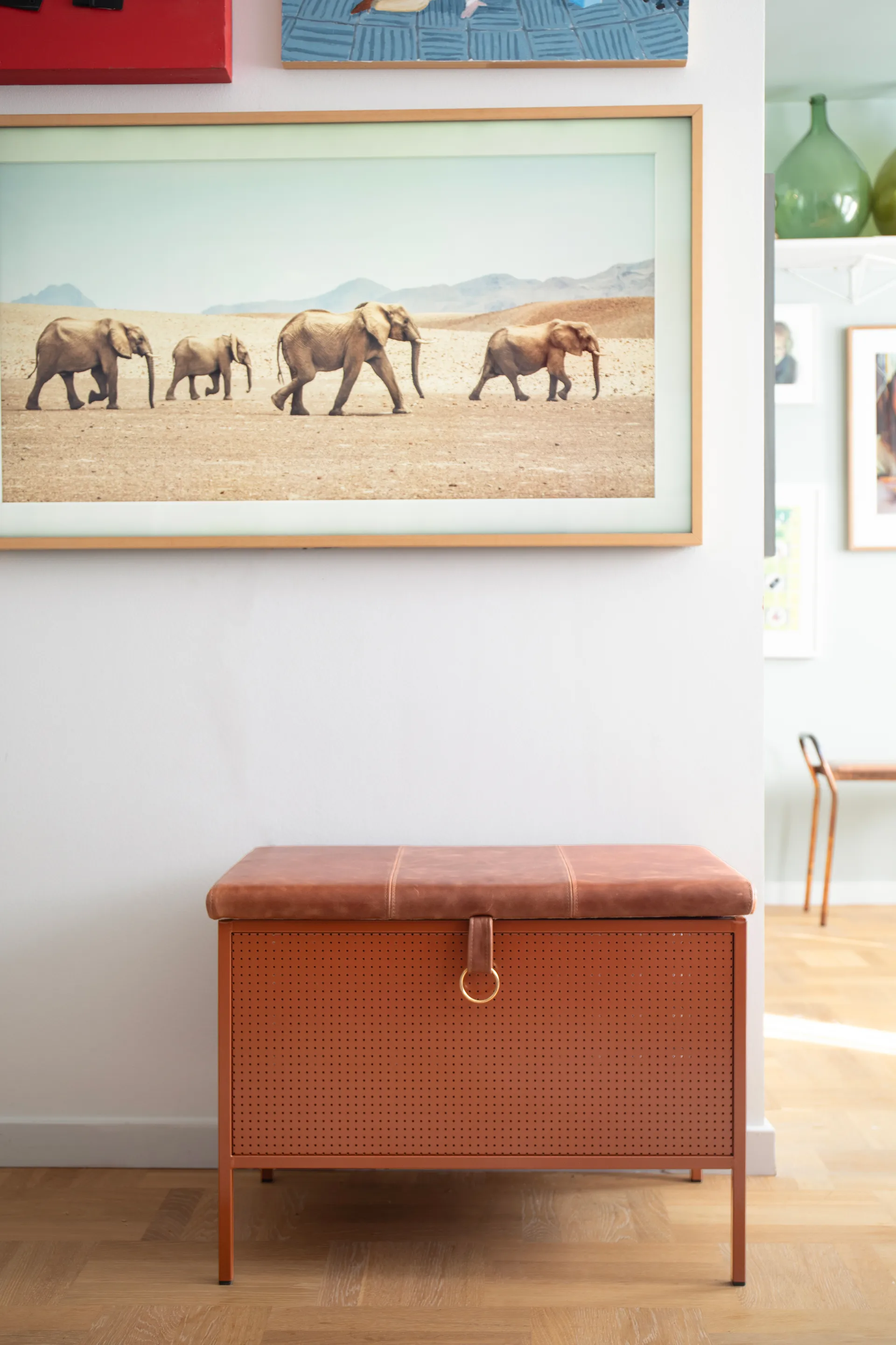 Frank opbergbankje, Cinnamon-vintage cognac Maze