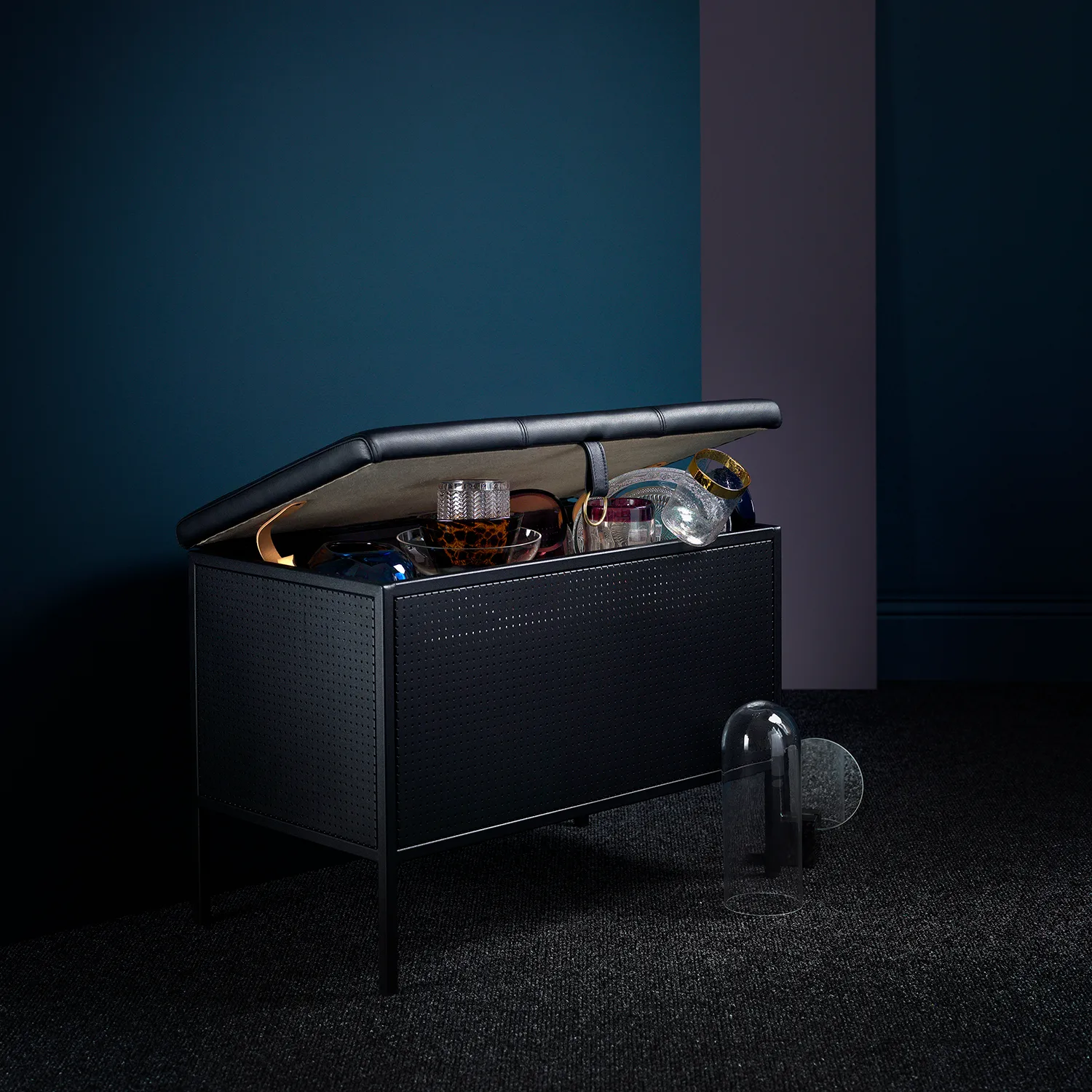 Frank opbergbankje, Zwart Maze