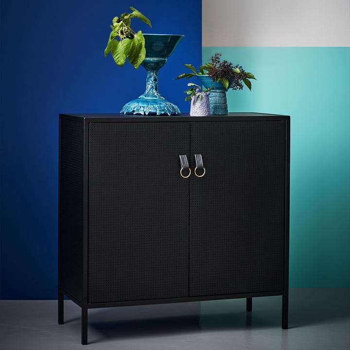 Liza kast, zwart, leren detail Maze