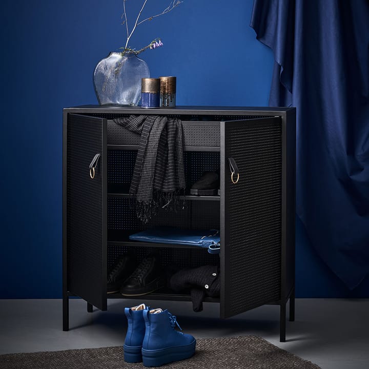 Liza kast, zwart, leren detail Maze