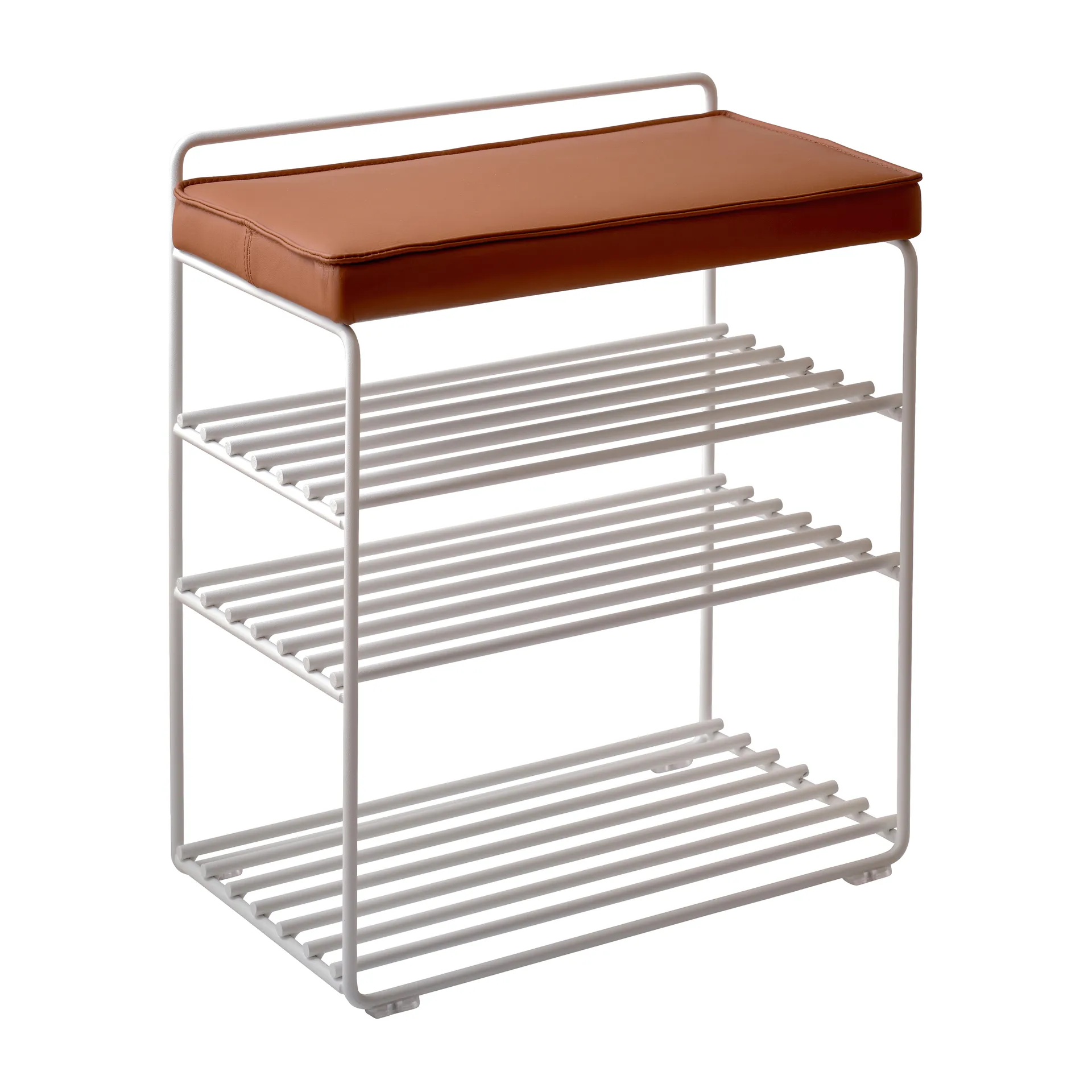 Lower East Seat rek-kruk 50x28x58 cm, White-cognac leather Maze