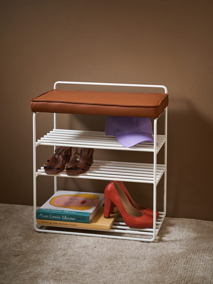 Lower East Seat rek-kruk 50x28x58 cm, White-cognac leather Maze