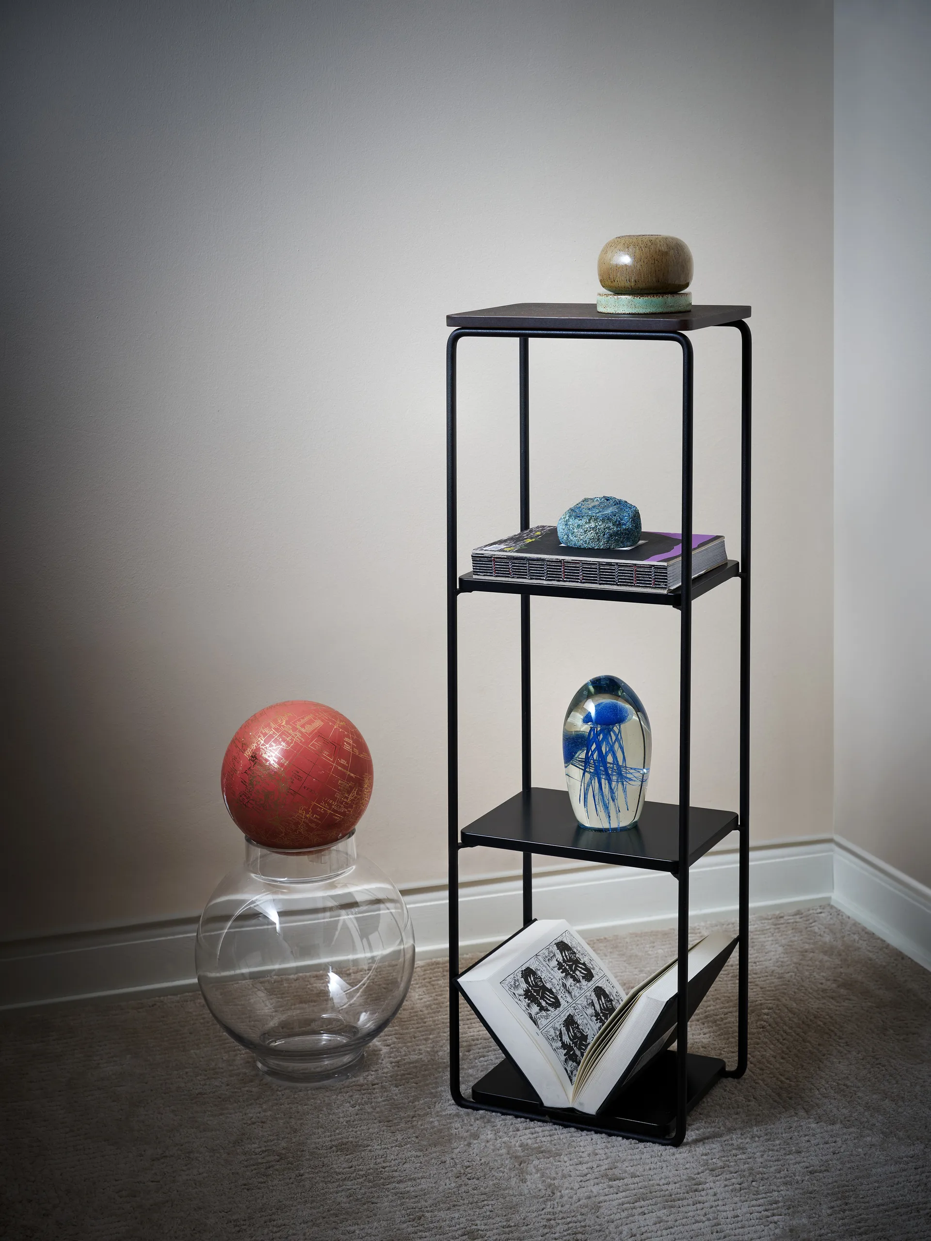 Mixrack Floor Shelf L rek 26x19x82,2 cm, Stained oak-black Maze