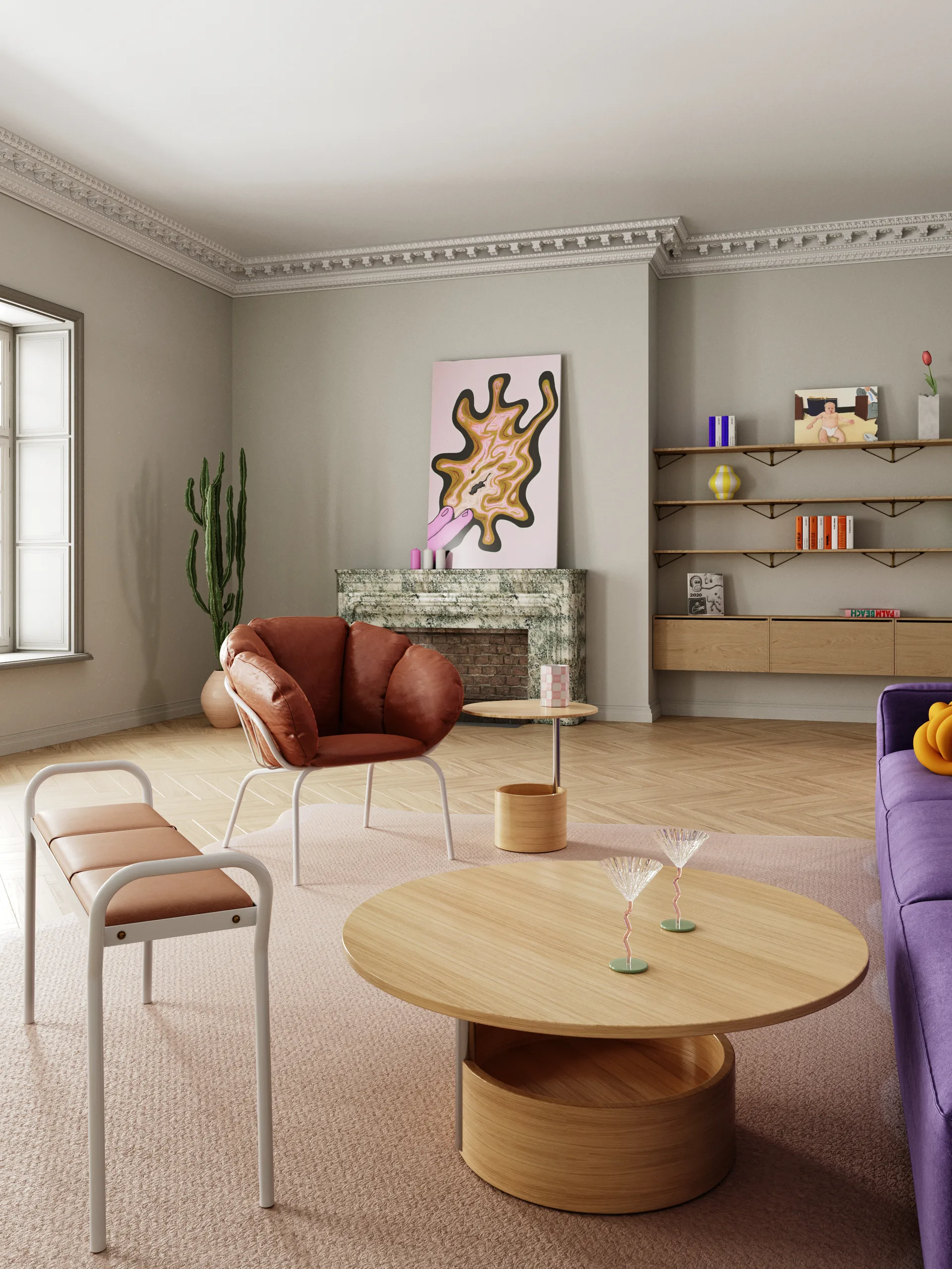 Parasol L salontafel Ø90 cm, Oak Maze