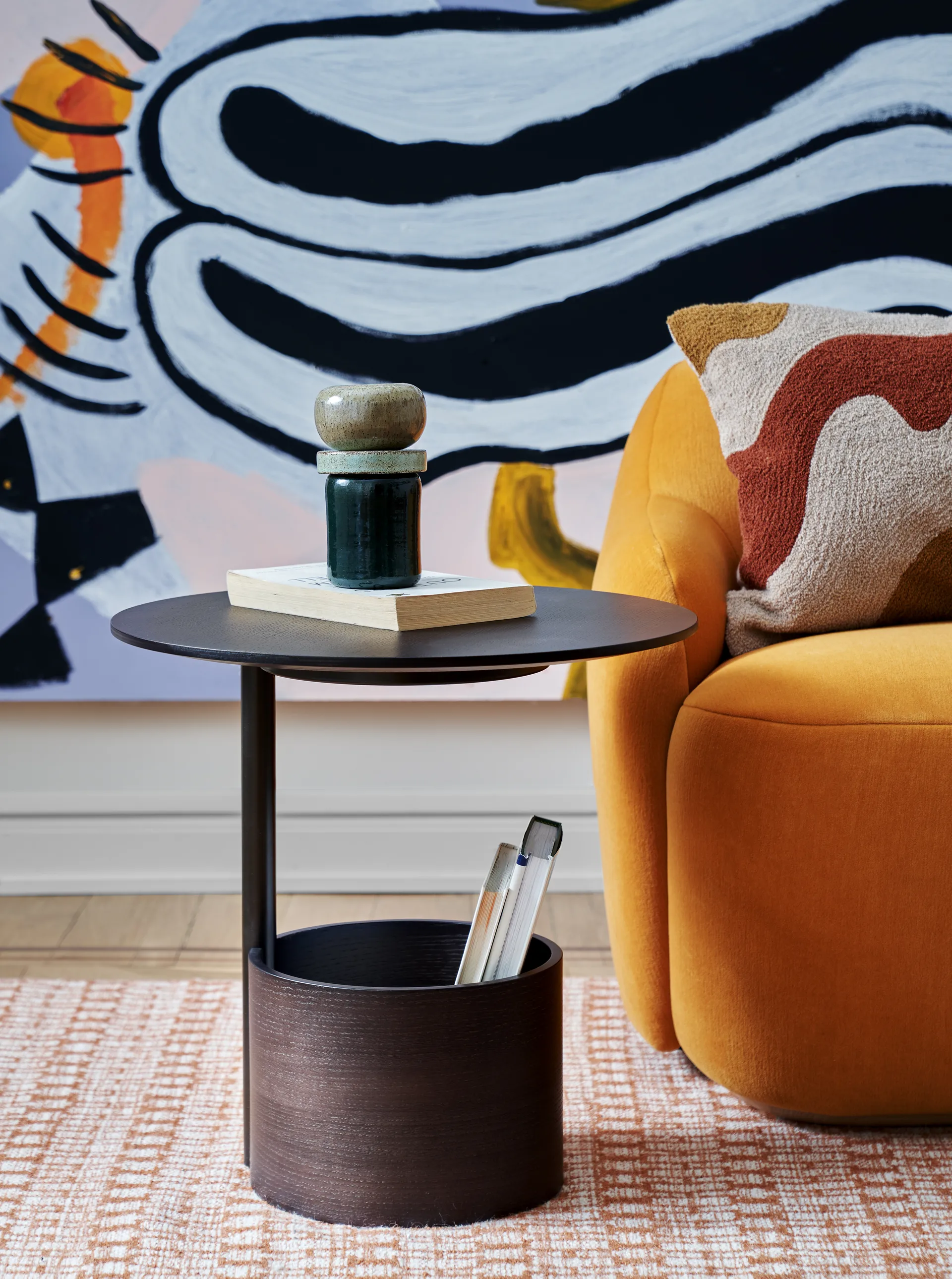 Parasol S salontafel Ø50 cm, Dark stained oak Maze