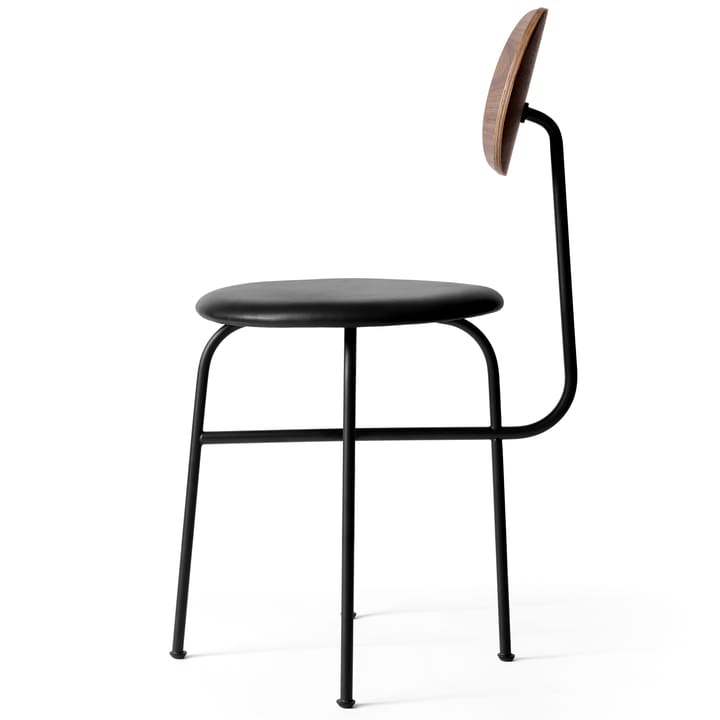 Afteroom eetstoel zwarte poten leren zitting - Walnut-20296 Pitch Black - MENU