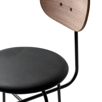 Afteroom eetstoel zwarte poten leren zitting - Walnut-20296 Pitch Black - MENU