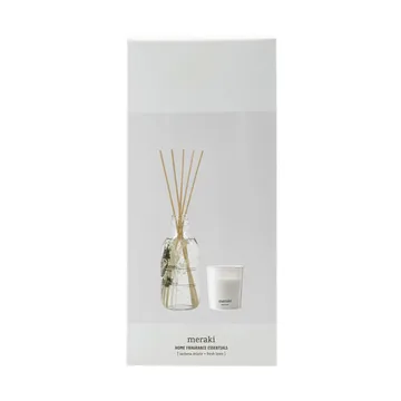 Meraki geschenkset geurstokjes en geurkaars - Verbena drizzle-fresh linen - Meraki