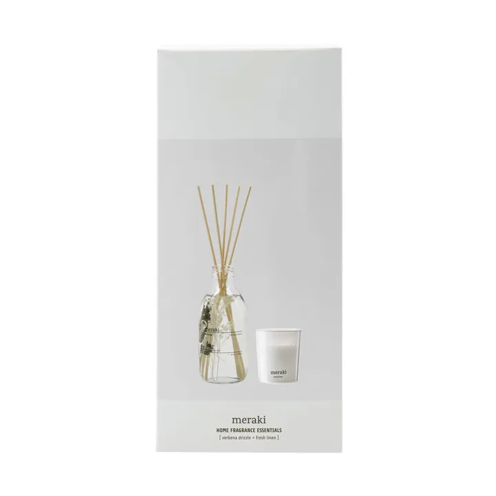 Meraki geschenkset geurstokjes en geurkaars - Verbena drizzle-fresh linen - Meraki