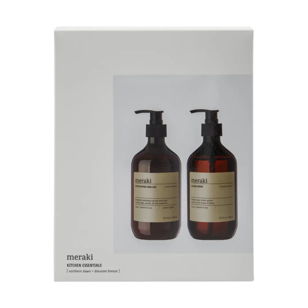 Meraki geschenkset handzeep en afwasmiddel, Exfoliërende Northern star, Blossom breeze Meraki