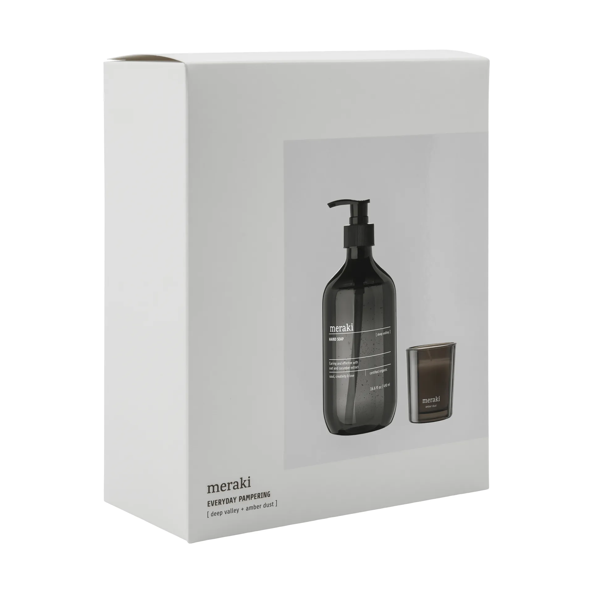 Meraki geschenkset handzeep en geurkaars, Deep valley-Amber dust Meraki
