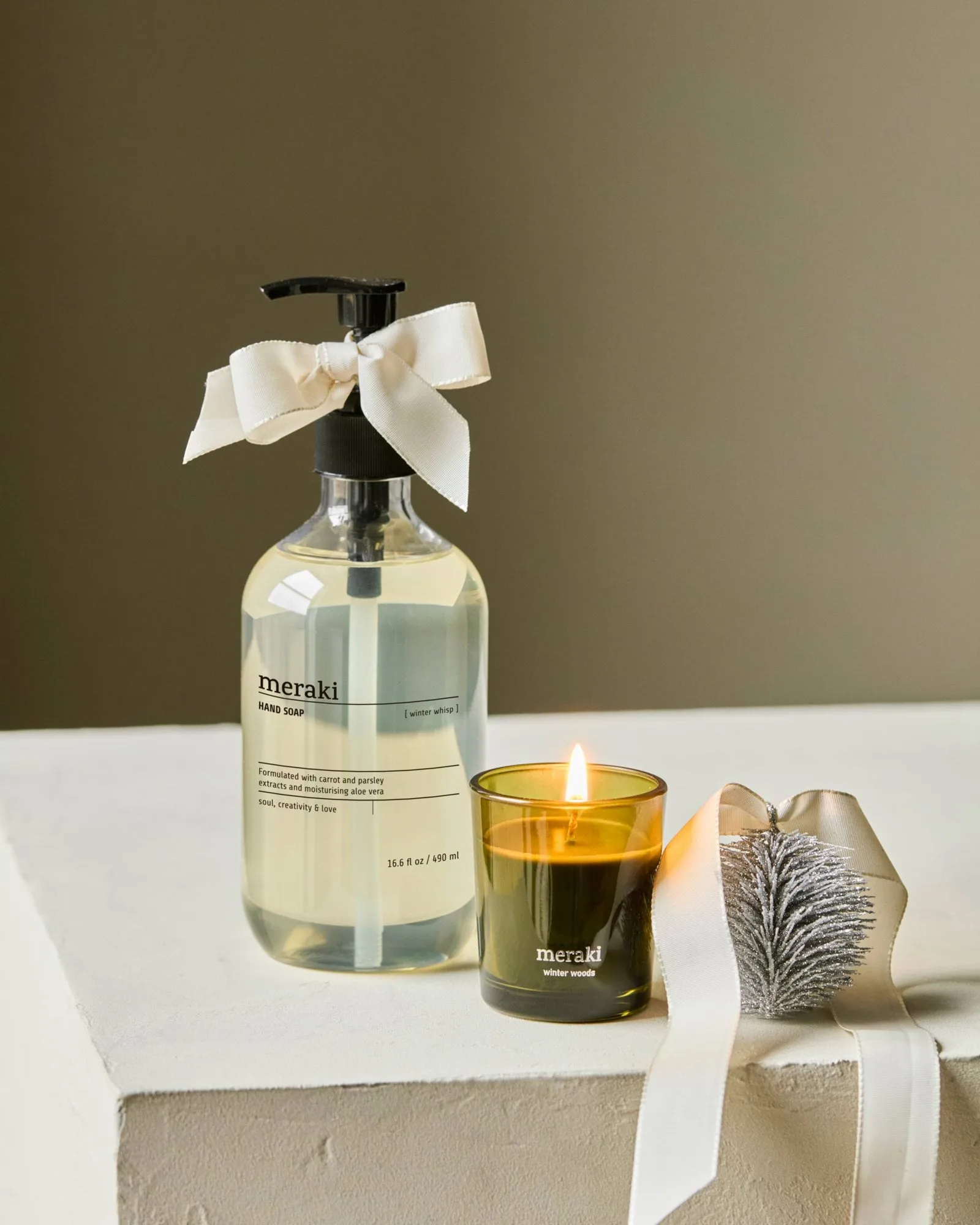 Meraki geschenkset handzeep en geurkaars, Winter Whisp, Winter Woods Meraki