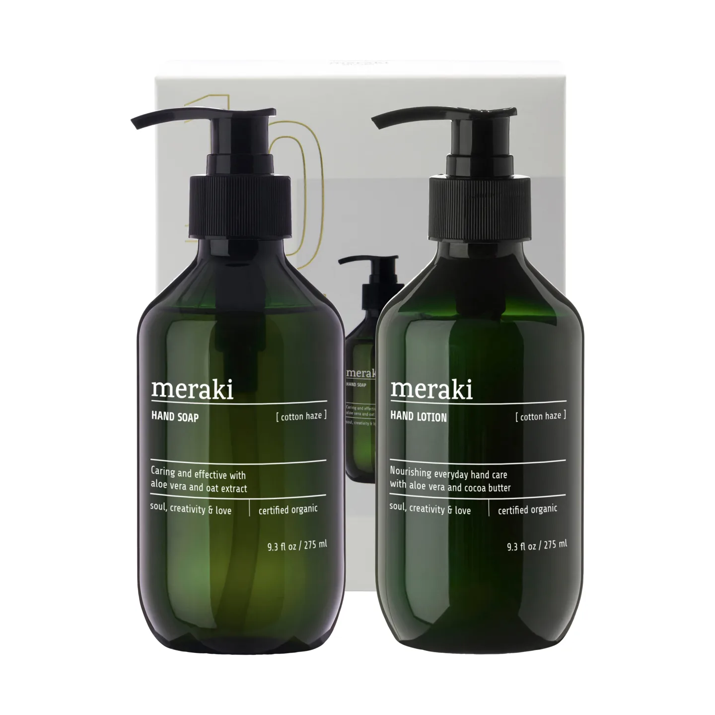Meraki geschenkset, handzeep en handlotion, Cotton Haze Meraki